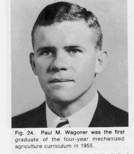 Photo bust view of Paul Wagoner first 4 year grad of mechanized ag curriculum in 1955.