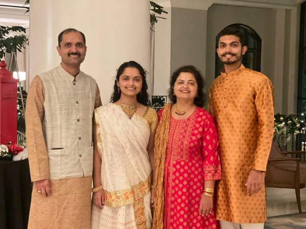 Atharv's family from left to right: father Mehul Dixit, sister Gargi Dixit, mother Arati Dixit, and Atharv