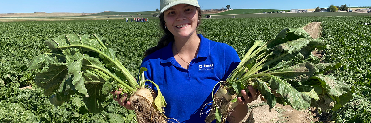Shelby Orton in a sugar beets field.